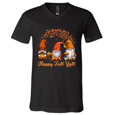 Happy Fall YAll Autumn Thanksgiving Fall Season Gnome V-Neck T-Shirt