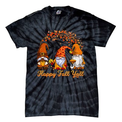 Happy Fall YAll Autumn Thanksgiving Fall Season Gnome Tie-Dye T-Shirt