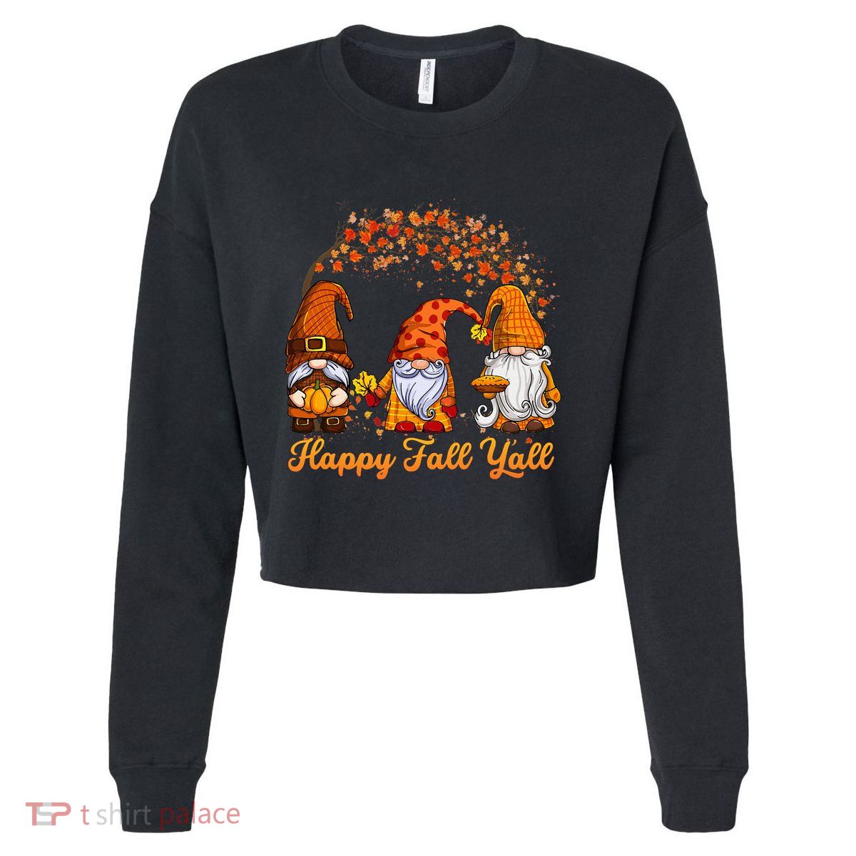 Happy Fall YAll Autumn Thanksgiving Fall Season Gnome Cropped Pullover Crew