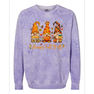 Happy Fall YAll Gnome Pumpkin Autumn Thanksgiving Colorblast Crewneck Sweatshirt