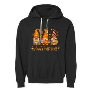 Happy Fall YAll Gnome Pumpkin Autumn Thanksgiving Garment-Dyed Fleece Hoodie