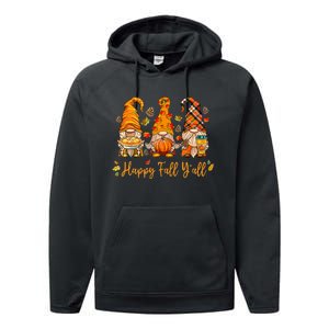 Happy Fall YAll Gnome Pumpkin Autumn Thanksgiving Performance Fleece Hoodie