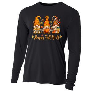 Happy Fall YAll Gnome Pumpkin Autumn Thanksgiving Cooling Performance Long Sleeve Crew