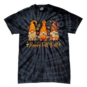 Happy Fall YAll Gnome Pumpkin Autumn Thanksgiving Tie-Dye T-Shirt