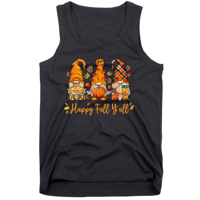 Happy Fall YAll Gnome Pumpkin Autumn Thanksgiving Tank Top