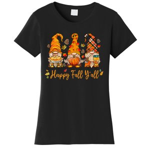 Happy Fall YAll Gnome Pumpkin Autumn Thanksgiving Women's T-Shirt