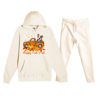 Happy Fall YAll Pitbull Dog Truck Pumpkin Autumn Premium Hooded Sweatsuit Set