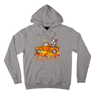 Happy Fall YAll Pitbull Dog Truck Pumpkin Autumn Tall Hoodie