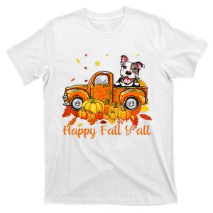 Happy Fall YAll Pitbull Dog Truck Pumpkin Autumn T-Shirt