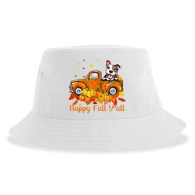 Happy Fall YAll Pitbull Dog Truck Pumpkin Autumn Sustainable Bucket Hat