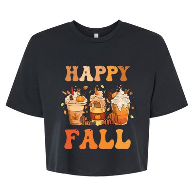 Happy Fall Yall Autumn Halloween Pumpkin Spice Latte Bella+Canvas Jersey Crop Tee