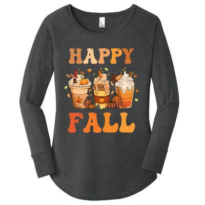 Happy Fall Yall Autumn Halloween Pumpkin Spice Latte Women's Perfect Tri Tunic Long Sleeve Shirt