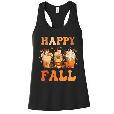 Happy Fall Yall Autumn Halloween Pumpkin Spice Latte Women's Racerback Tank