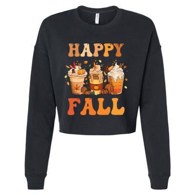 Happy Fall Yall Autumn Halloween Pumpkin Spice Latte Cropped Pullover Crew