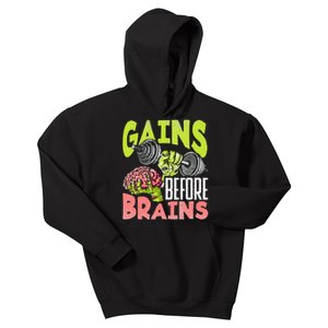 Halloween Fitness Zombie Strength Training for Gains Kids Hoodie