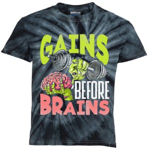 Halloween Fitness Zombie Strength Training for Gains Kids Tie-Dye T-Shirt