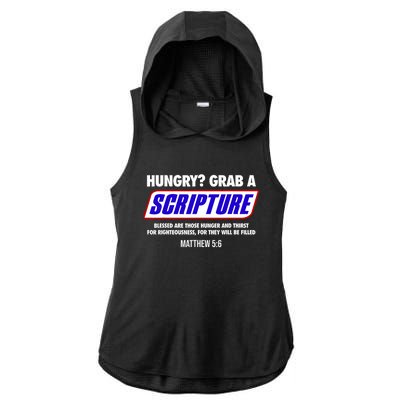 Hungry Grab A Scripture Blessed Are Those Who Hunger Gifts Ladies PosiCharge Tri-Blend Wicking Draft Hoodie Tank