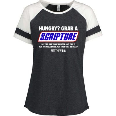 Hungry Grab A Scripture Blessed Are Those Who Hunger Gifts Enza Ladies Jersey Colorblock Tee