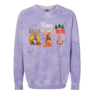 Halloween Gnomes Autumn Pumpkin Happy Hallothanksmas Gift Colorblast Crewneck Sweatshirt