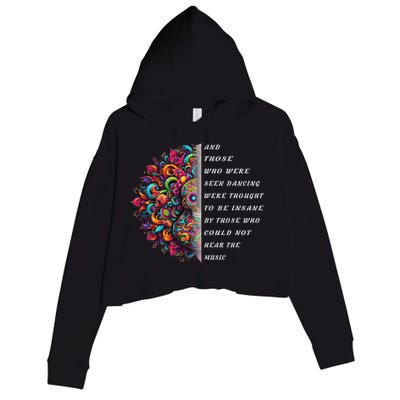 Hippie Guitar And Those Who Were Seen Dancing Peace Vibes Crop Fleece Hoodie
