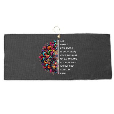 Hippie Guitar And Those Who Were Seen Dancing Peace Vibes Large Microfiber Waffle Golf Towel