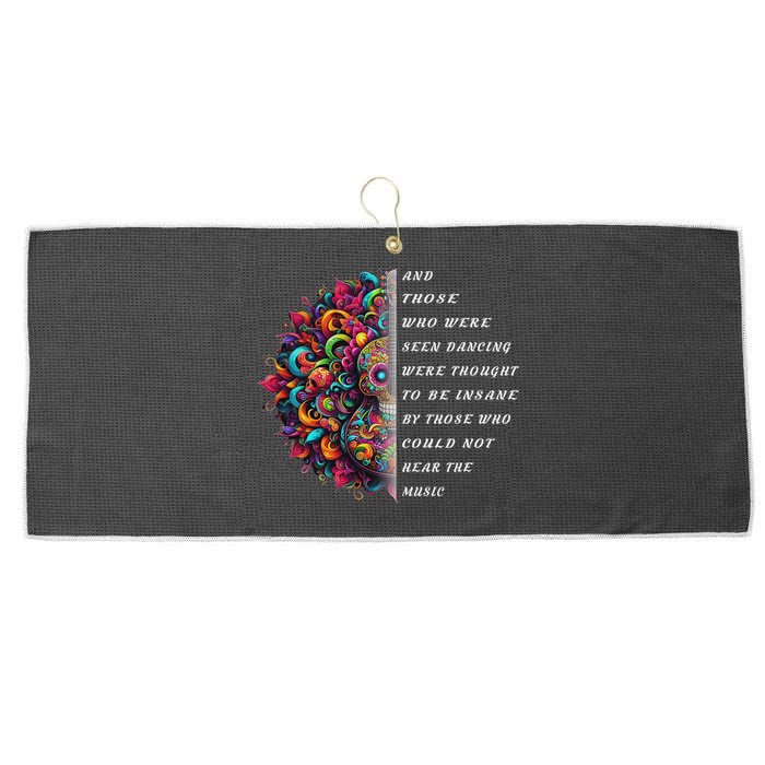 Hippie Guitar And Those Who Were Seen Dancing Peace Vibes Large Microfiber Waffle Golf Towel