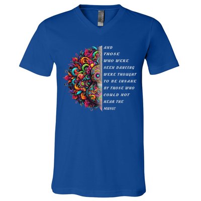 Hippie Guitar And Those Who Were Seen Dancing Peace Vibes V-Neck T-Shirt