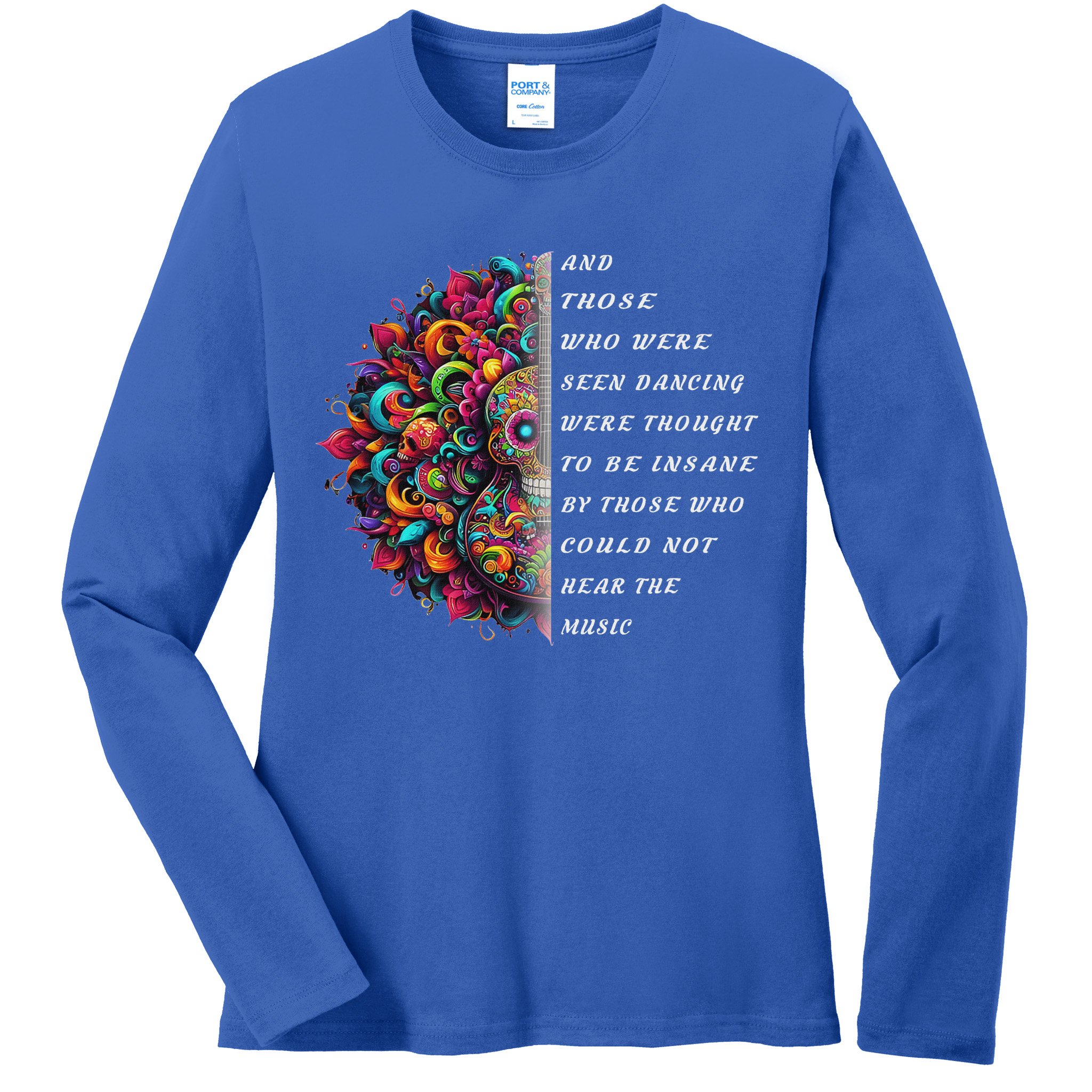 Hippie Guitar And Those Who Were Seen Dancing Peace Vibes Ladies Long Sleeve Shirt