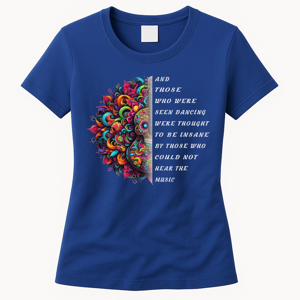 Hippie Guitar And Those Who Were Seen Dancing Peace Vibes Womens T-Shirt