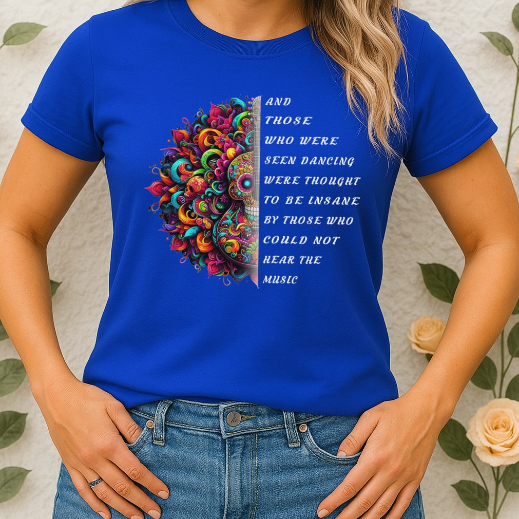 Hippie Guitar And Those Who Were Seen Dancing Peace Vibes Womens T-Shirt