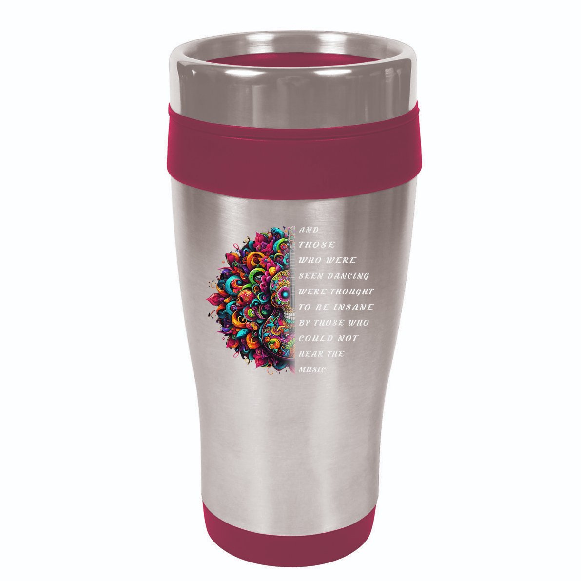 Hippie Guitar And Those Who Were Seen Dancing Peace Vibes 16oz Travel Tumbler