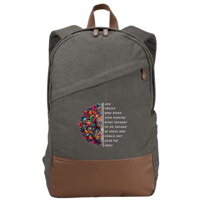 Hippie Guitar And Those Who Were Seen Dancing Peace Vibes Cotton Canvas Backpack