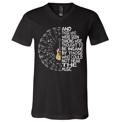 Hippie Guitar And Those Who Were Seen Dancing Peace V-Neck T-Shirt