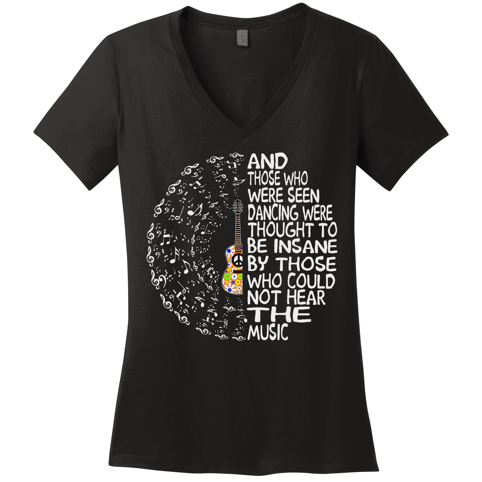 Hippie Guitar And Those Who Were Seen Dancing Peace Women's V-Neck T-Shirt
