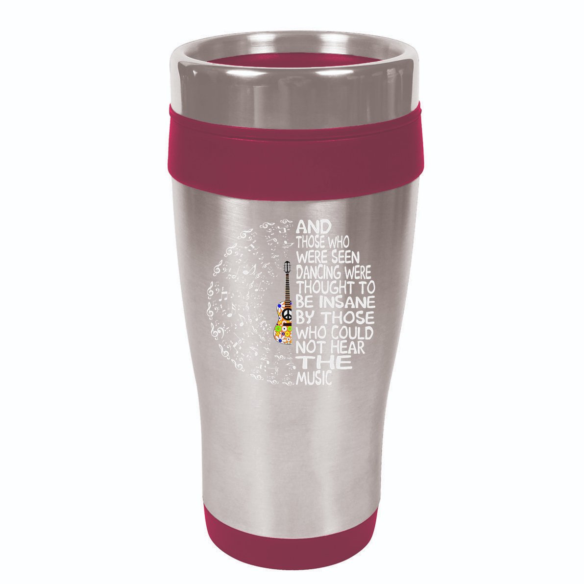 Hippie Guitar And Those Who Were Seen Dancing Peace 16oz Travel Tumbler