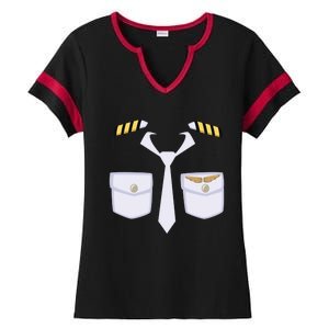 Halloween Gift Airplane Airline Pilot Costume Dress Up Gift Ladies Halftime Notch Neck Tee