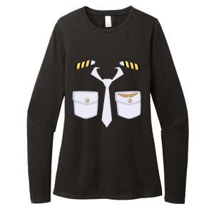 Halloween Gift Airplane Airline Pilot Costume Dress Up Gift Womens CVC Long Sleeve Shirt