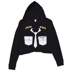 Halloween Gift Airplane Airline Pilot Costume Dress Up Gift Crop Fleece Hoodie