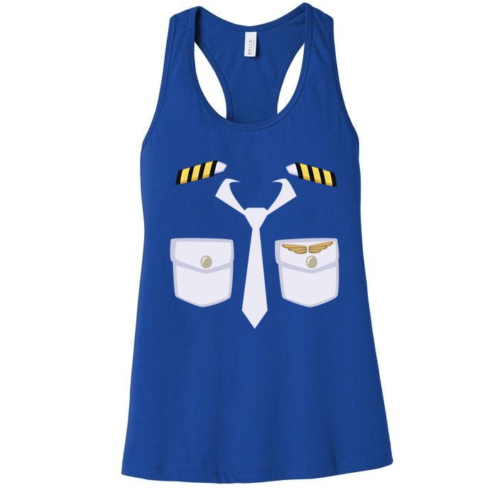 Halloween Gift Airplane Airline Pilot Costume Dress Up Gift Women's Racerback Tank