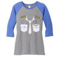 Halloween Gift Airplane Airline Pilot Costume Dress Up Gift Women's Tri-Blend 3/4-Sleeve Raglan Shirt