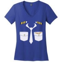 Halloween Gift Airplane Airline Pilot Costume Dress Up Gift Women's V-Neck T-Shirt