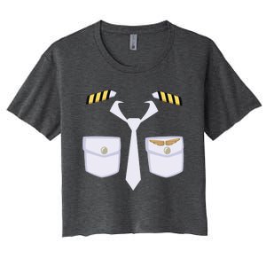 Halloween Gift Airplane Airline Pilot Costume Dress Up Gift Women's Crop Top Tee