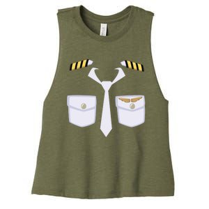 Halloween Gift Airplane Airline Pilot Costume Dress Up Gift Women's Racerback Cropped Tank