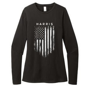 Harris Grunge American Flag Womens CVC Long Sleeve Shirt