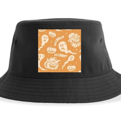 Halloween Ghosts And Pumpkins Sustainable Bucket Hat