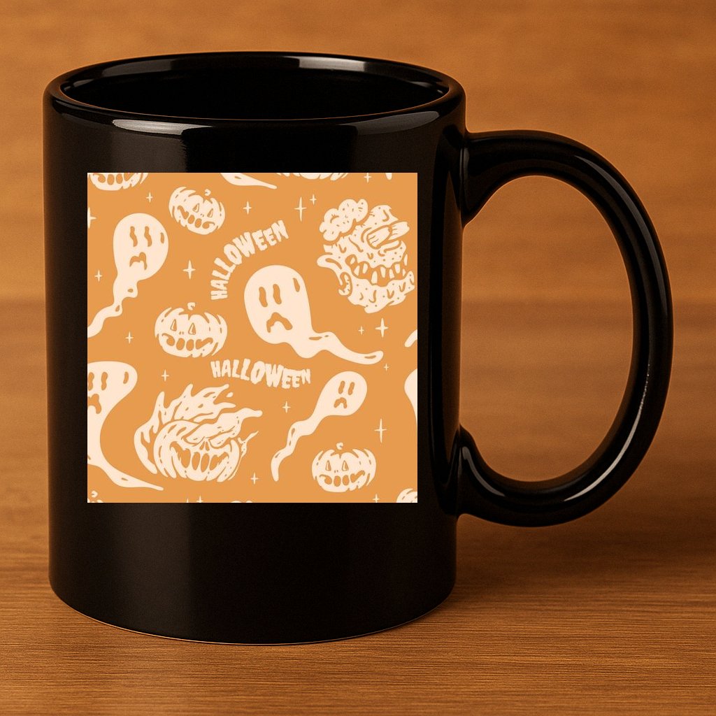 Halloween Ghosts And Pumpkins 11oz C Handle Ceramic Mug