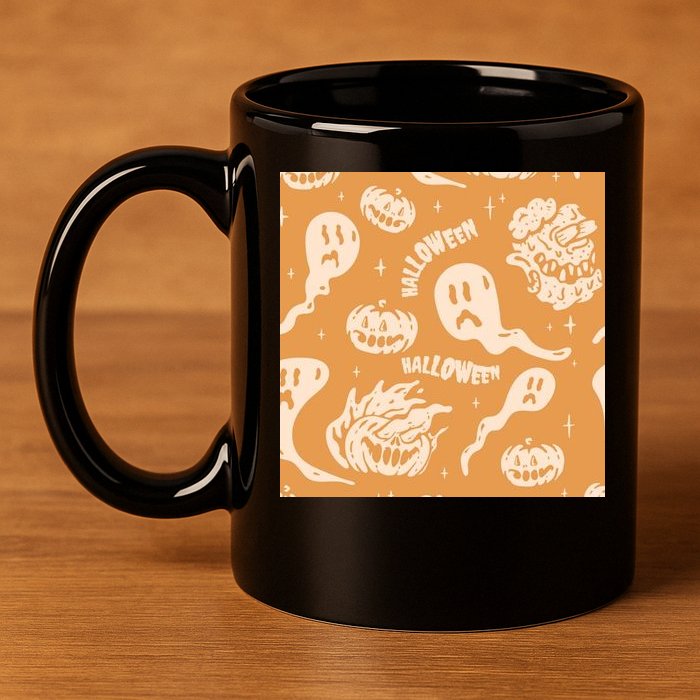 Halloween Ghosts And Pumpkins 11oz C Handle Ceramic Mug