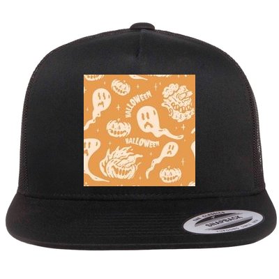Halloween Ghosts And Pumpkins Flatbill Hat