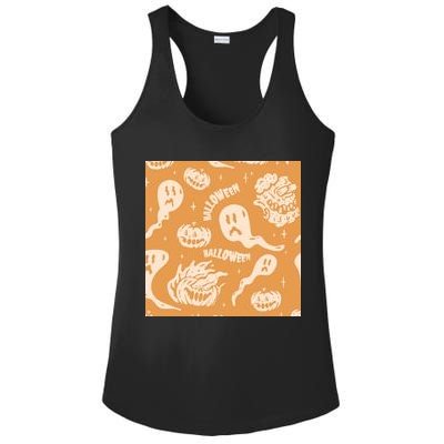 Halloween Ghosts And Pumpkins Ladies PosiCharge Competitor Racerback Tank