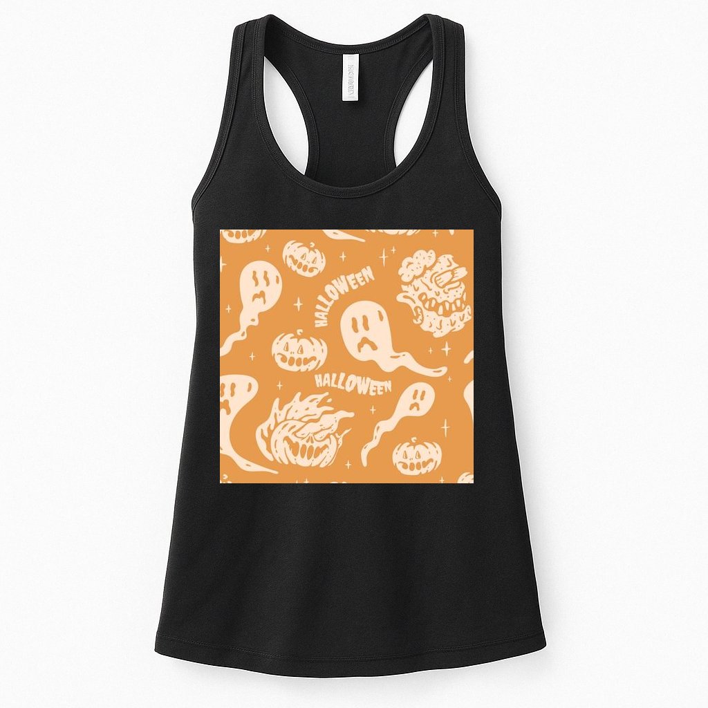 Halloween Ghosts And Pumpkins Womens Tank Top